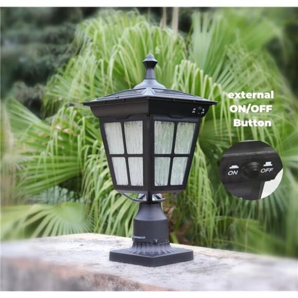 LED Cast Aluminum Solar Post Light Fixture 3-Inch Fitter Base Outdoor Garden - Picture 7 of 8